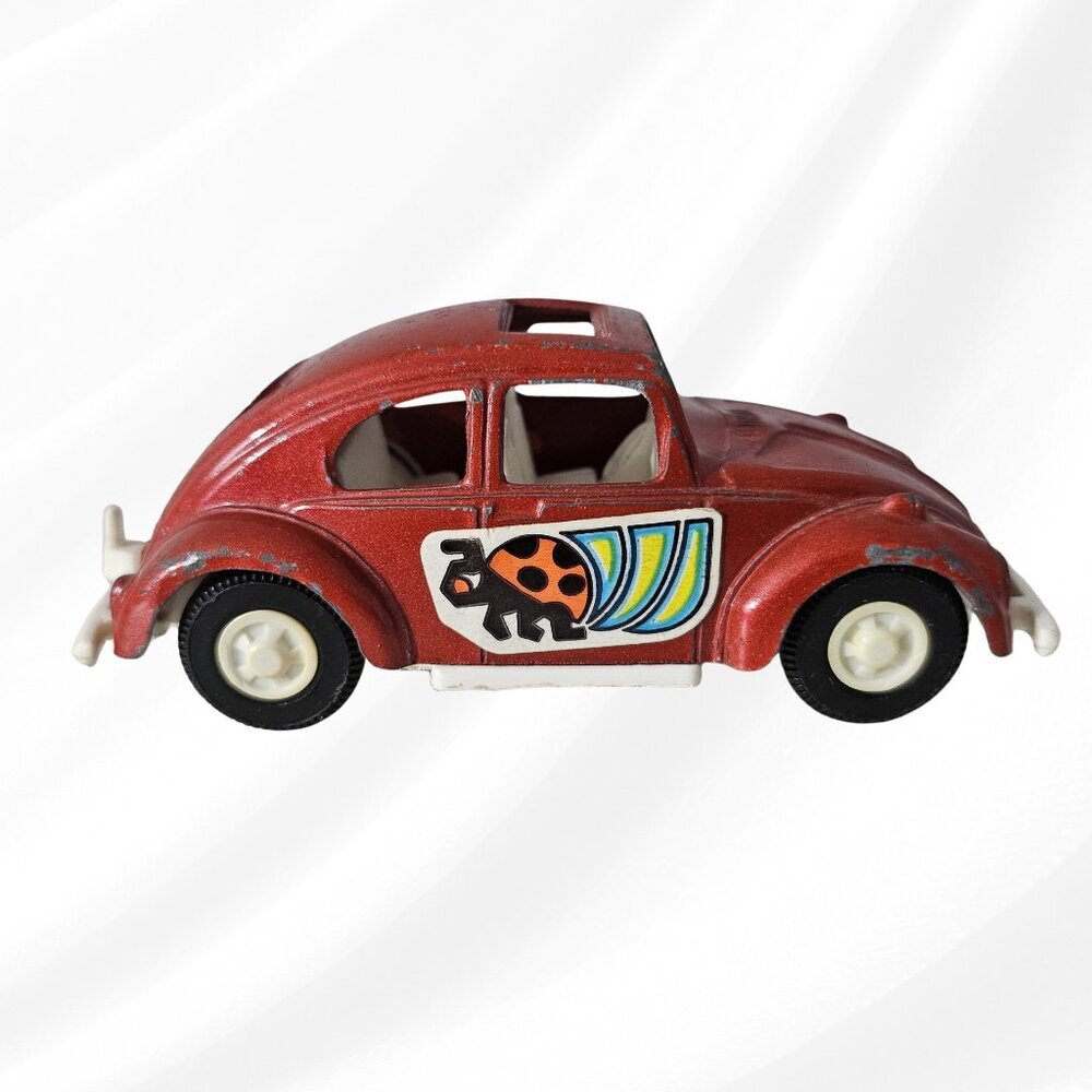 Vintage 70s Tootsie Toy Red Volkswagen Beetle 4" USA
